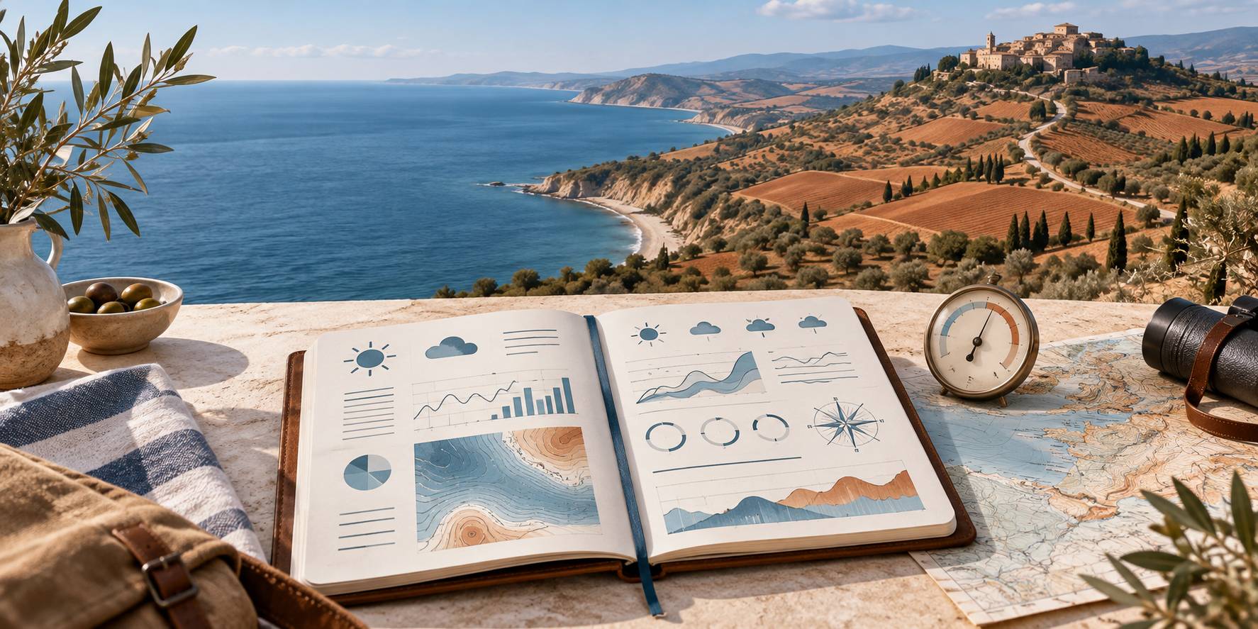 Illustration éditoriale du sujet : Costa ed entroterra delle Marche: perché il clima cambia così tanto