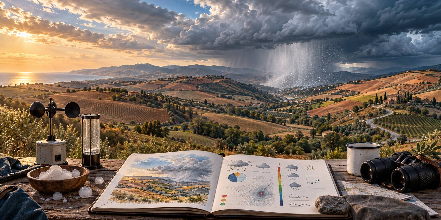 Illustration éditoriale du sujet : Grandine nell'entroterra marchigiano: quando è più a rischio